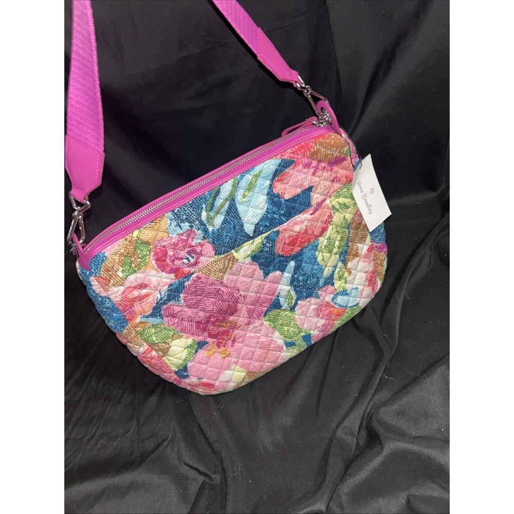 NWT Vera Bradley Cotton Carson Shoulder Purse 'Superbloom' pattern & Two Straps - Picture 9 of 9
